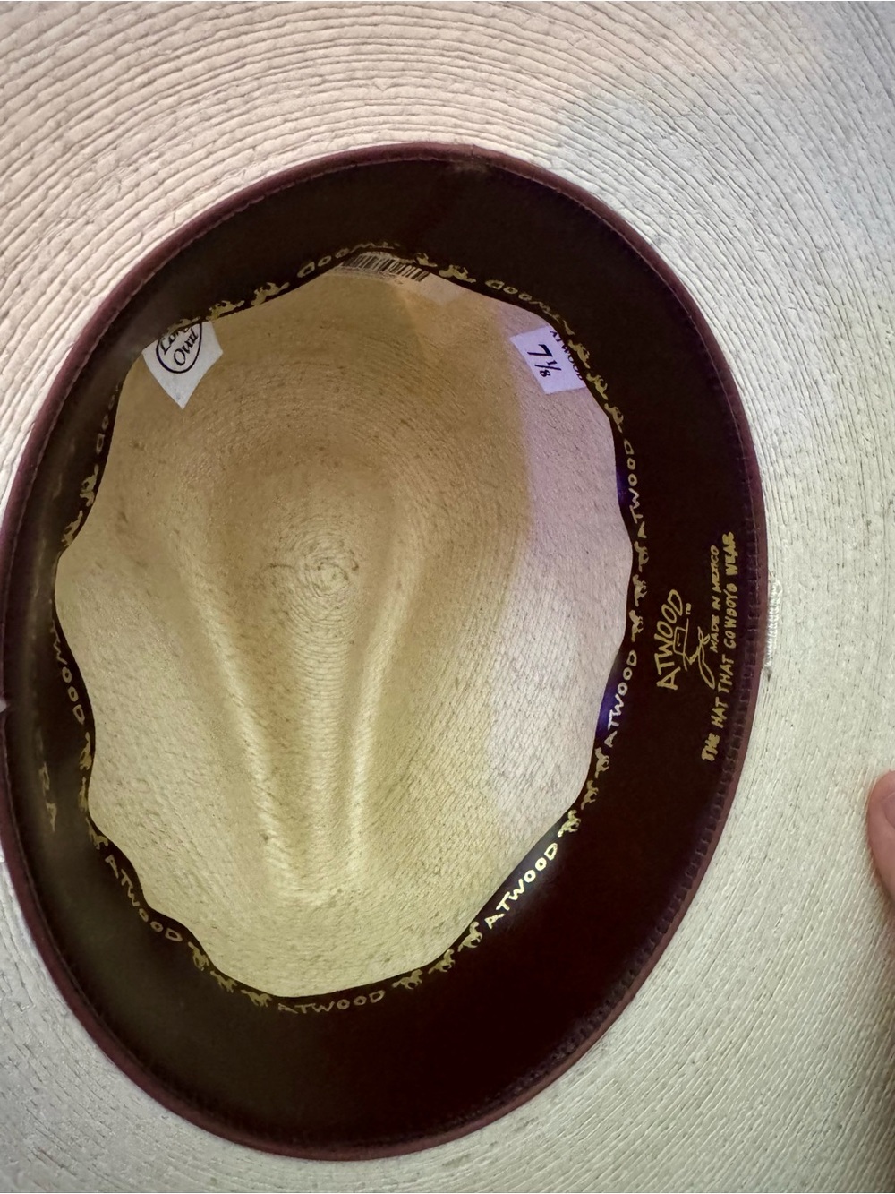 Atwood La Rachera white Palm Leaf straw cowboy hat - Picture 3 of 7